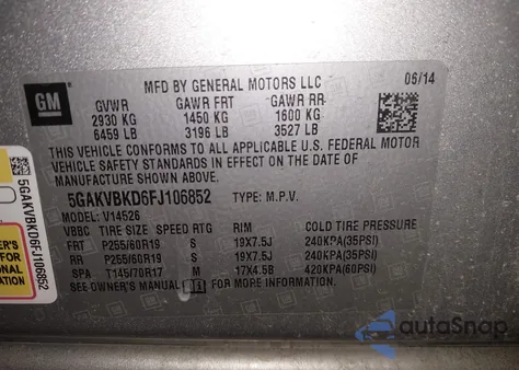 2015 Buick Enclave Leather from USA, damaged, VIN 5GAKVBKD6FJ106852